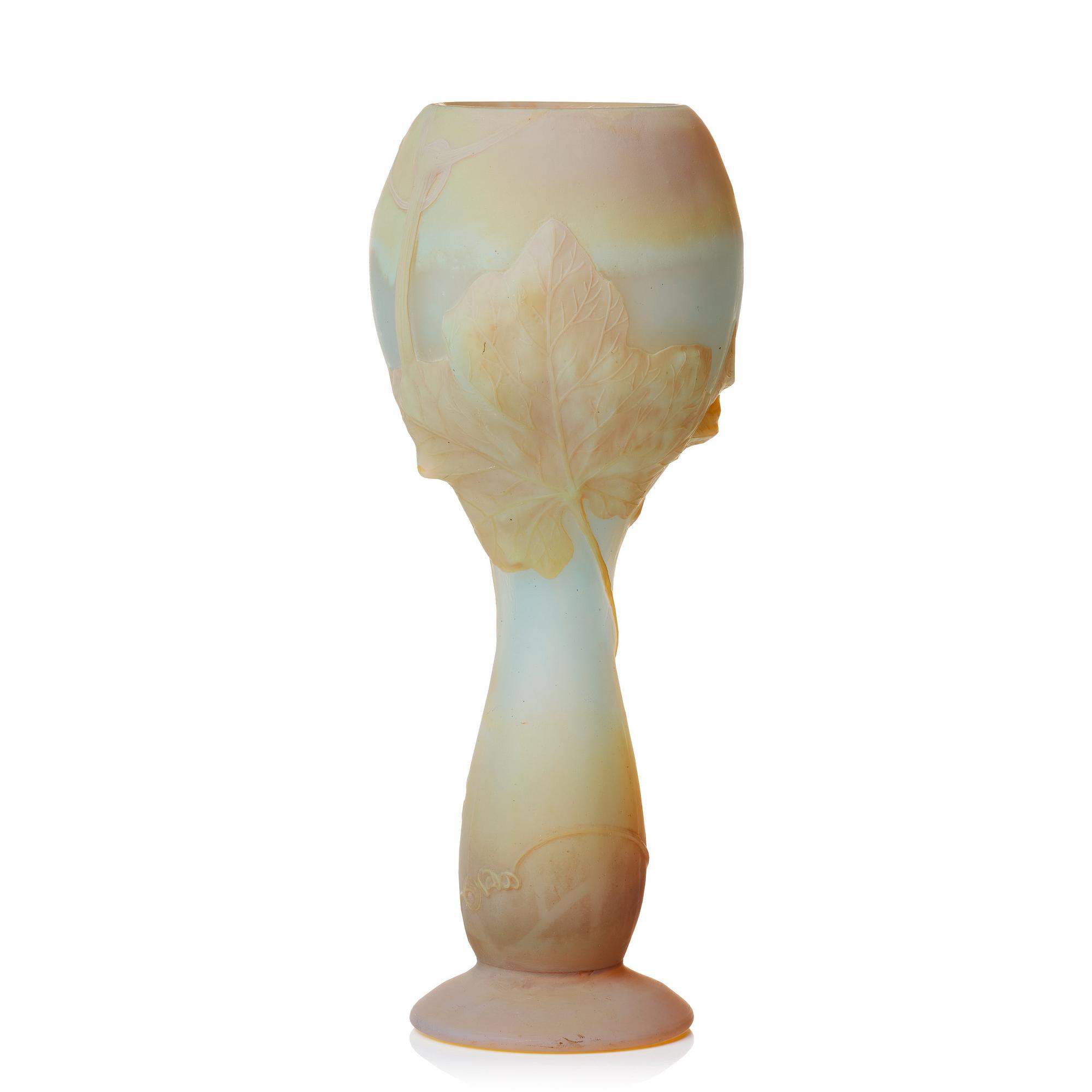 Daum, an Art Nouveau mould blown soufflé glass vase, Nancy, France.