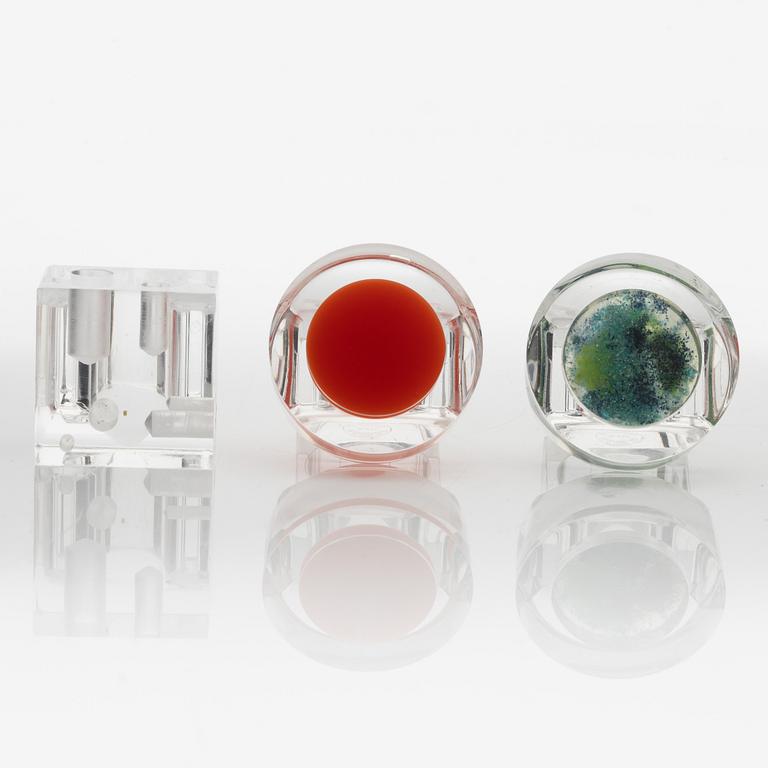 Siv Lagerström, three acrylic plastic rings, 1970s.
