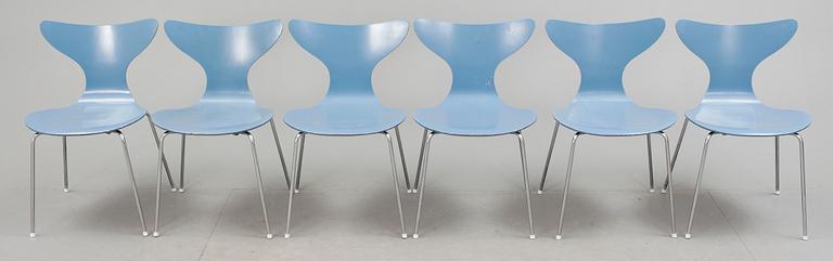 STOLAR, 6 stycken, "Liljan", Arne Jacobsen, 1970-tal.