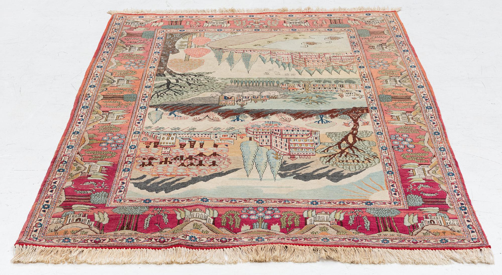 Carpet, figural. approx. 200 x 140 cm.