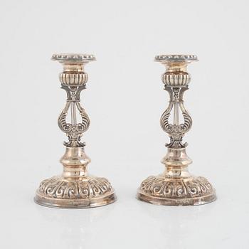 A Pair of Swedish Silver Empire Candlesticks, mark of Nils Jakob Adamsson, Norrköping 1843.