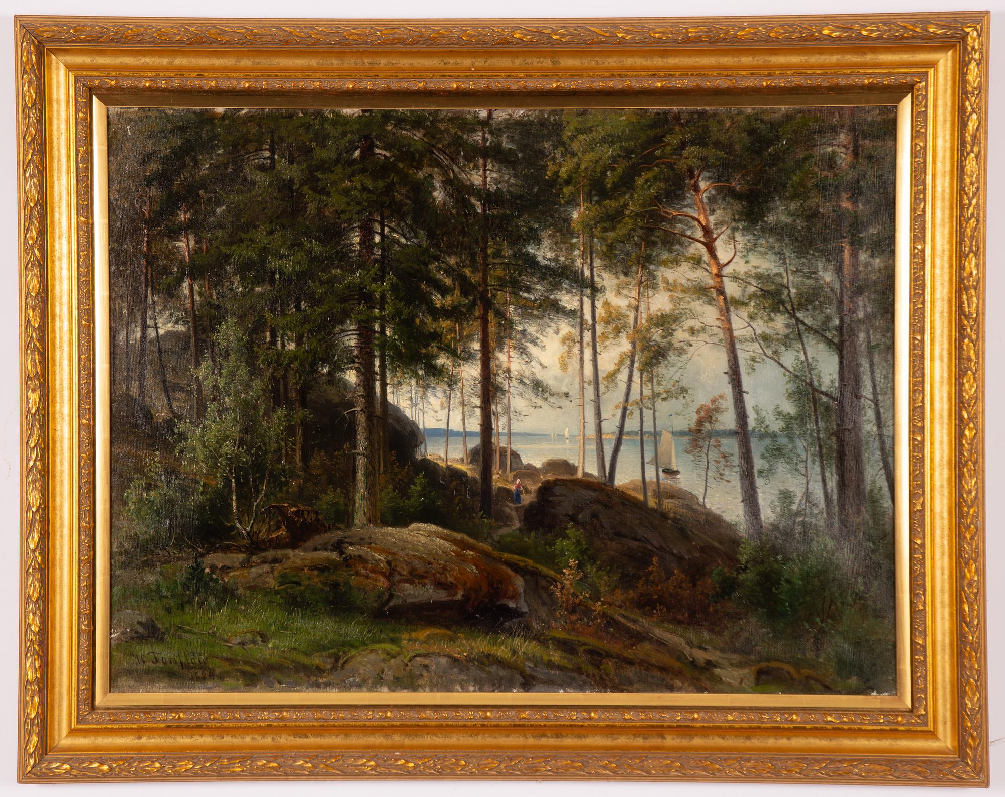 Harald Torsslow. Inland landscape with a wandering figure.