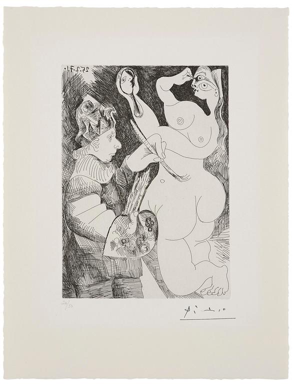 Pablo Picasso, "Peintre Bouffon peignant sur son Modèle", ur "Séries 156".