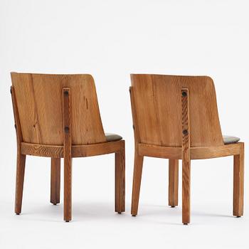 Axel Einar Hjorth, a pair of stained pine "Lovö" armchairs, Nordiska Kompaniet, Sweden, 1930s.