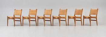 A set of six Hans J Wegner 'CH-31' stained oak  chairs, Carl Hansen & Son, Denmark 1960's.