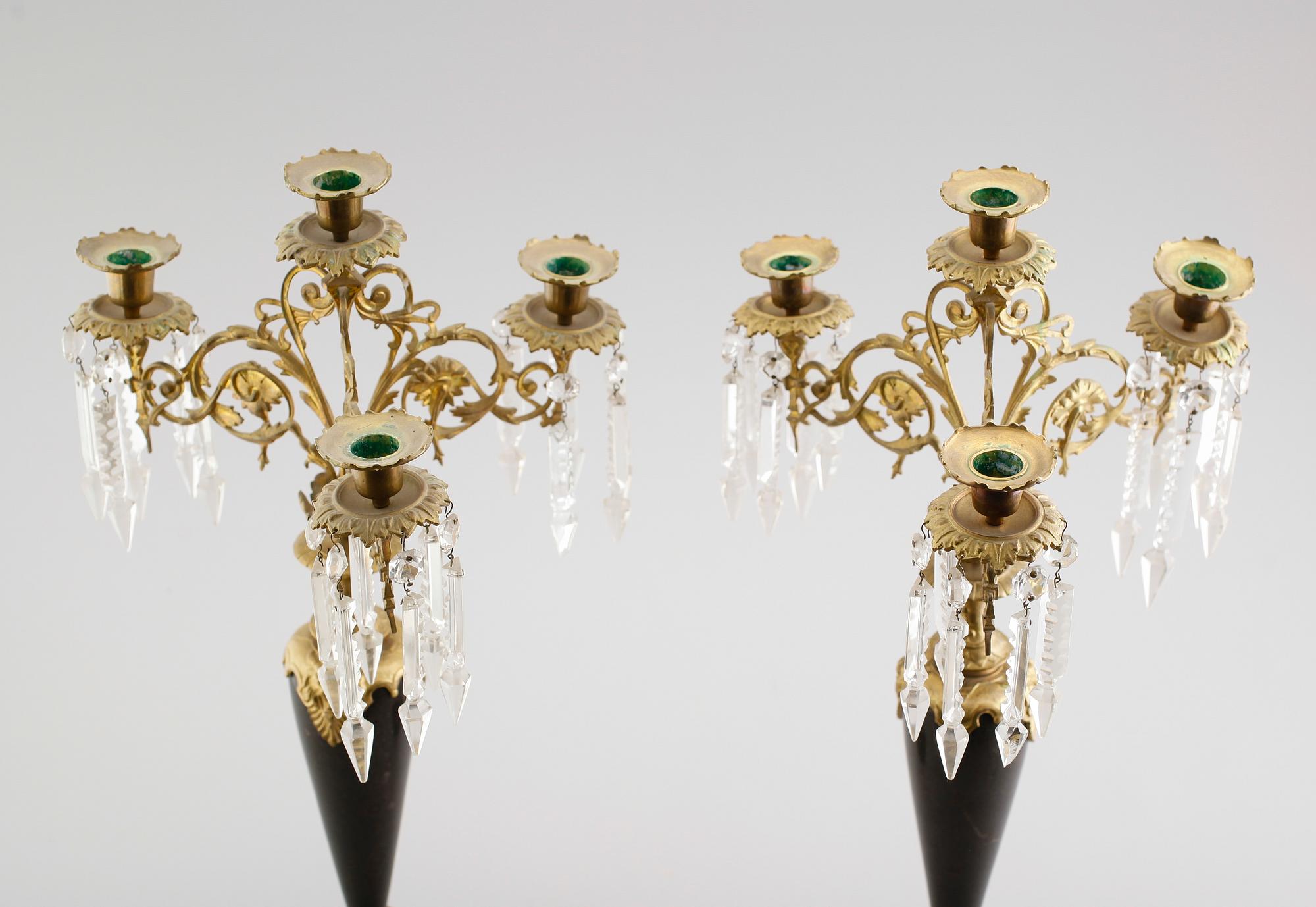 KANDELABRAR, 1 par, oscarianska, 1800-talets andra hälft.