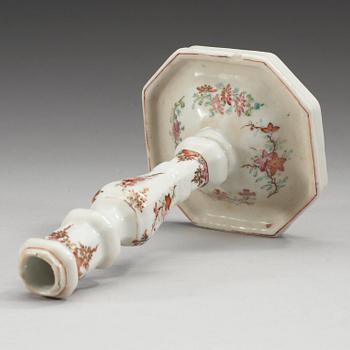 A famille rose candle stick, Qing dynasty, Qianlong (1736-95).