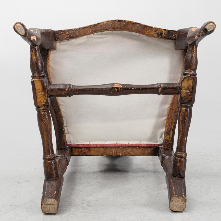 A pair of late Baroque chairs, Sockholm, mid 18th Century.