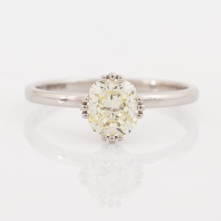 Cushion cut diamond ring.