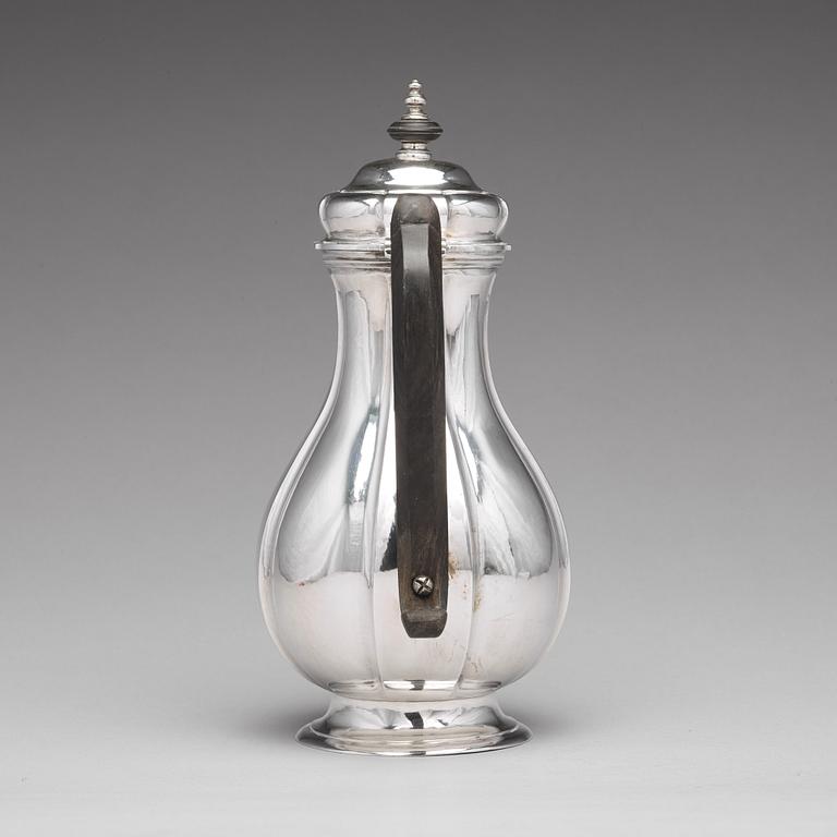 A Baltic 18th century silver coffee-pot, mark of Johann Diedrich Rehwald, Riga (1738-1781(-1793)).