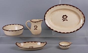 PARTI PYRO, 5 delar, flintgods, Wilhelm Kåge, Gustavsberg.