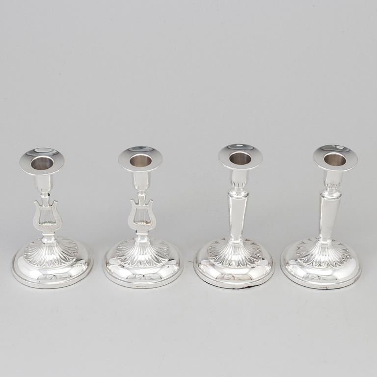 Two pairs silver candlesticks from K&EC, Gothenburg, 1958-61.