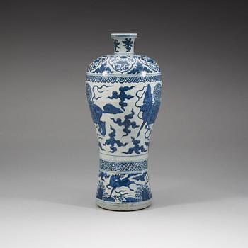 A large rare blue and white Meiping vase, Ming dynasty, Wanli (1572-1620).