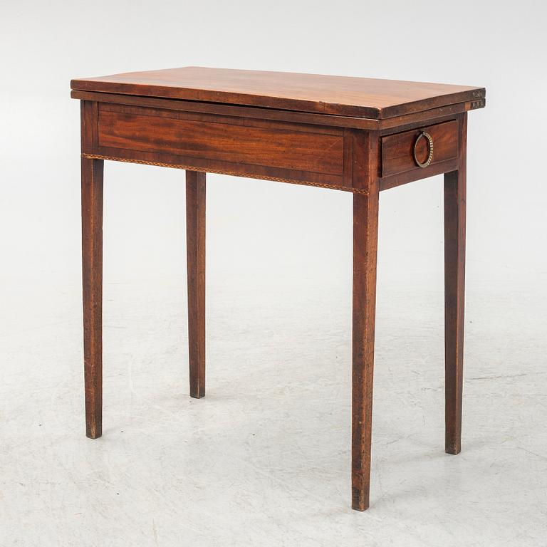 A late Gustavian mahogany card table, late 18th century.