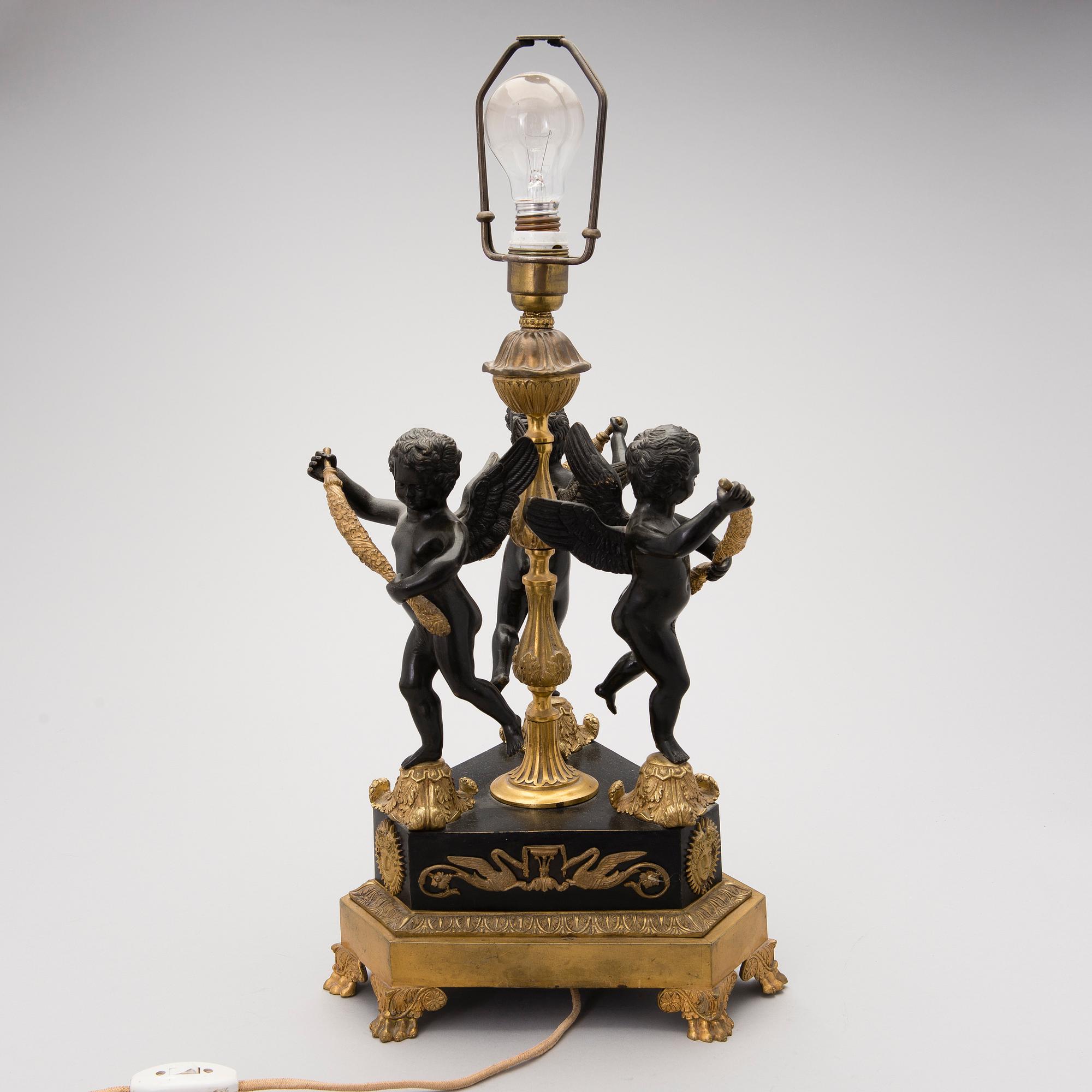 AN EMPIRE STYLE TABLE LAMP, late 19th century.