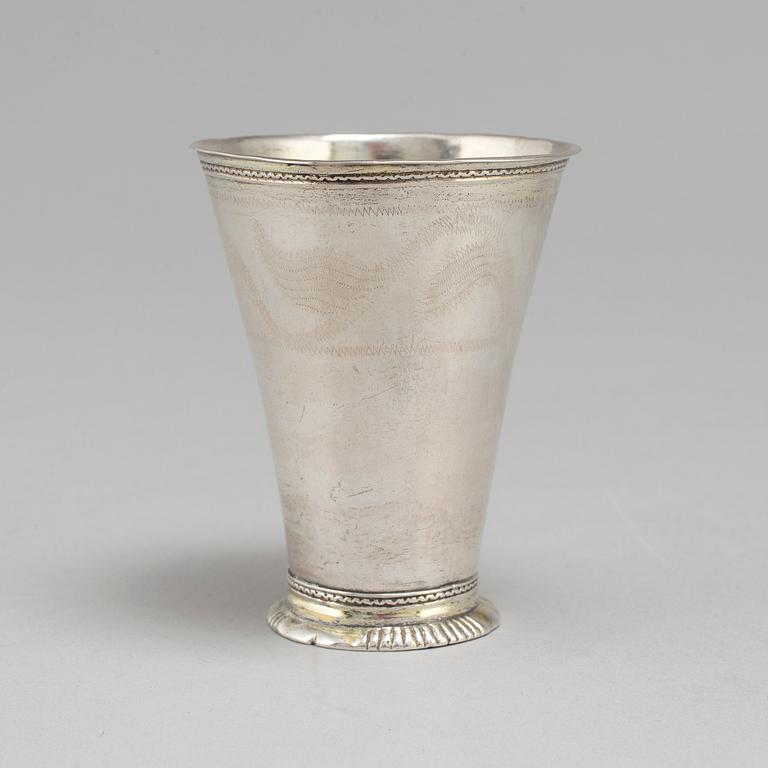 A Swedish 18th century silver beaker, mark of Johan Wasserman, Lindesberg, Sweden  1761.