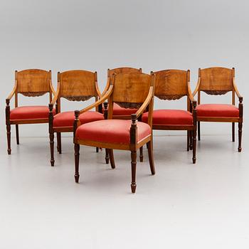 KARMSTOLAR, 6 st, empire, 1800-talets första hälft.