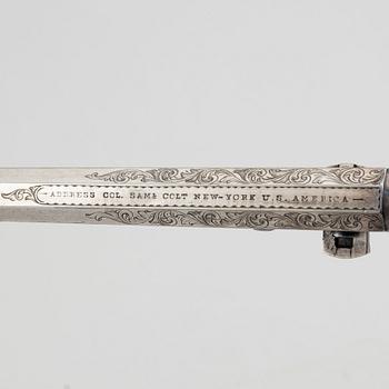A percussion revolver, Colt 1851 Navy, in case, from the year 1863.