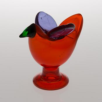 OIVA TOIKKA, GLASS BIRD. Flycatcher. Signed Oiva Toikka Nuutajärvi Notsjö. Early 1970s.