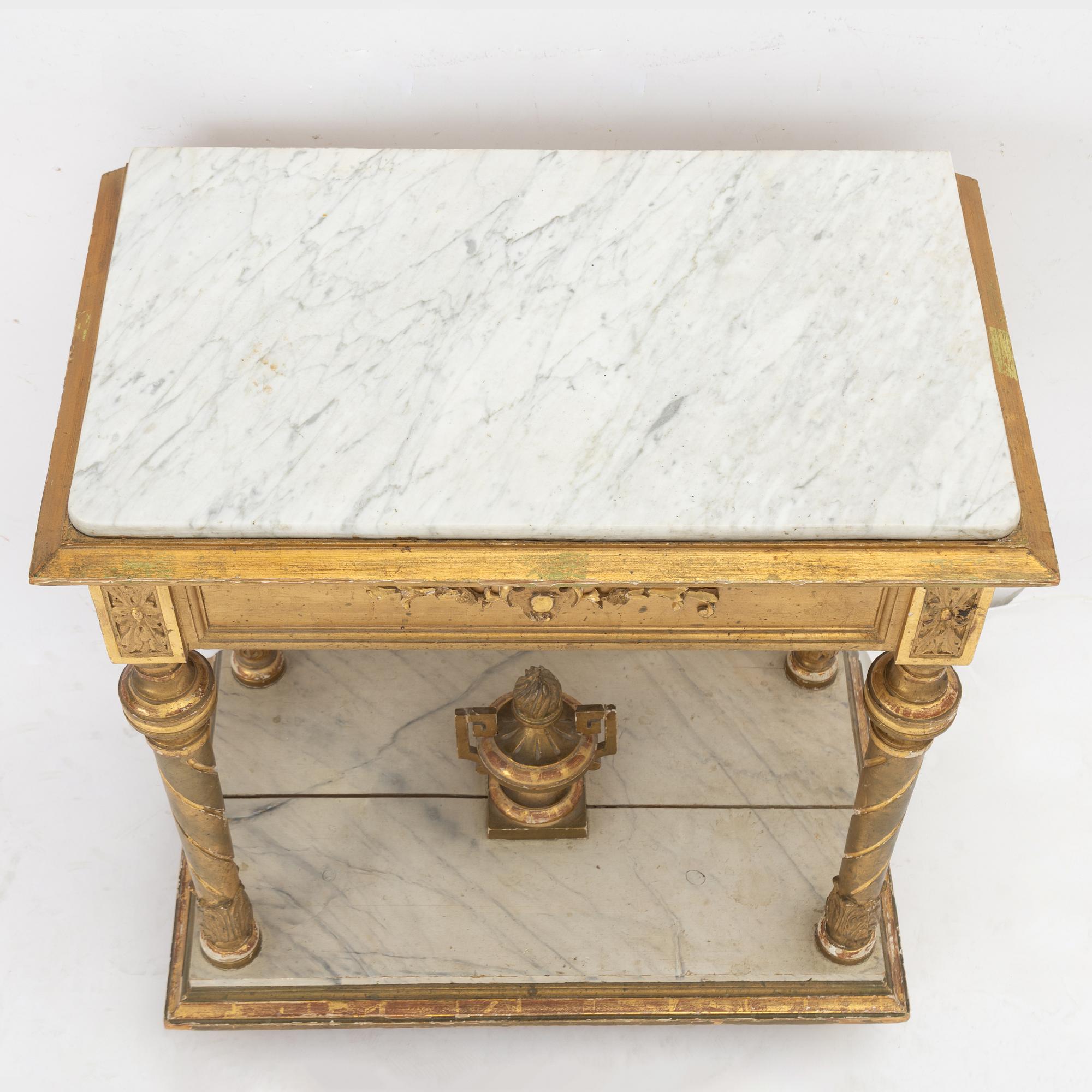 Spegel med konsolbord, senempire ca 1830-40-tal.