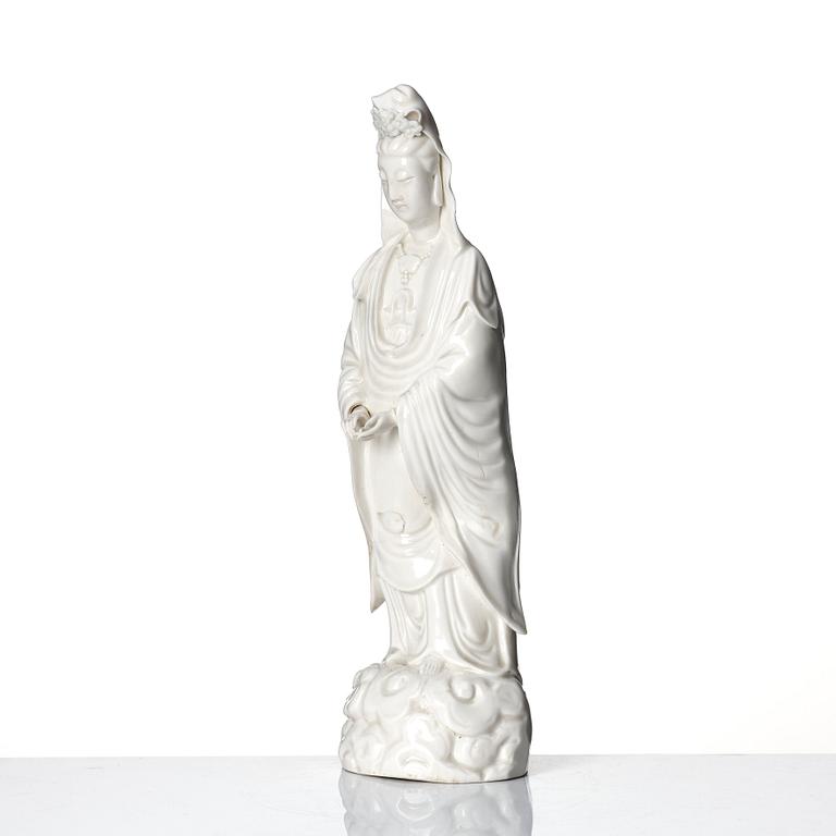 A Chinese blanc de chine figure of Guanyin, Qing dynasty, 19th Century.