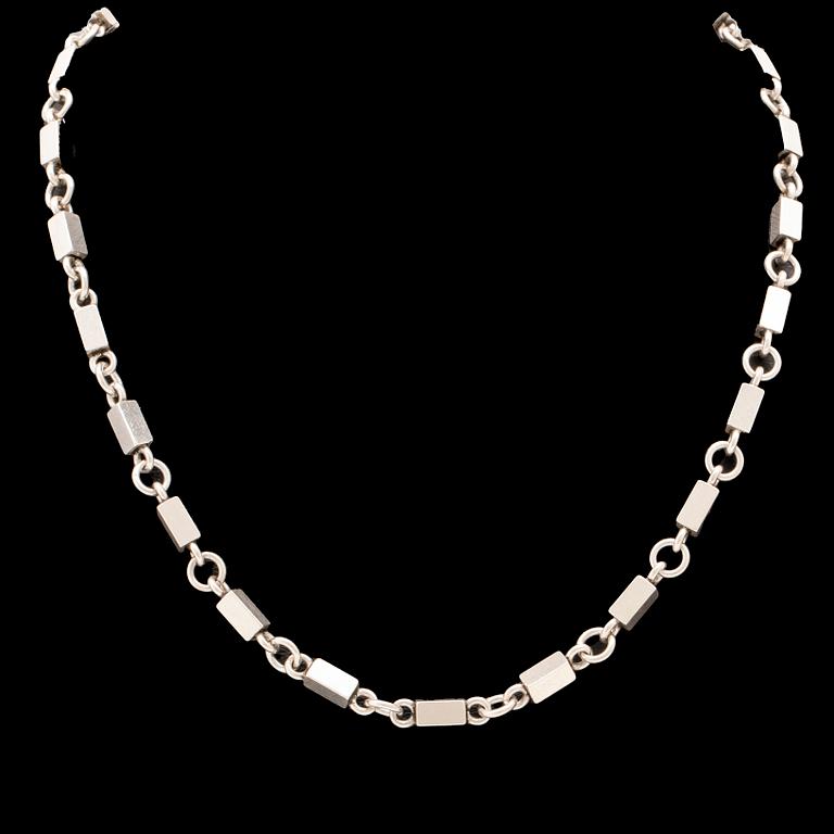 Wiwen Nilsson, halsband och armband stavkedja i silver, Lund 1955 och 1956.