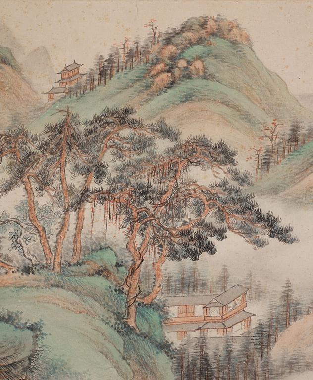 A Chinese painting by Feng Chaoran  (1881/1882-1954), ink and colour on paper.