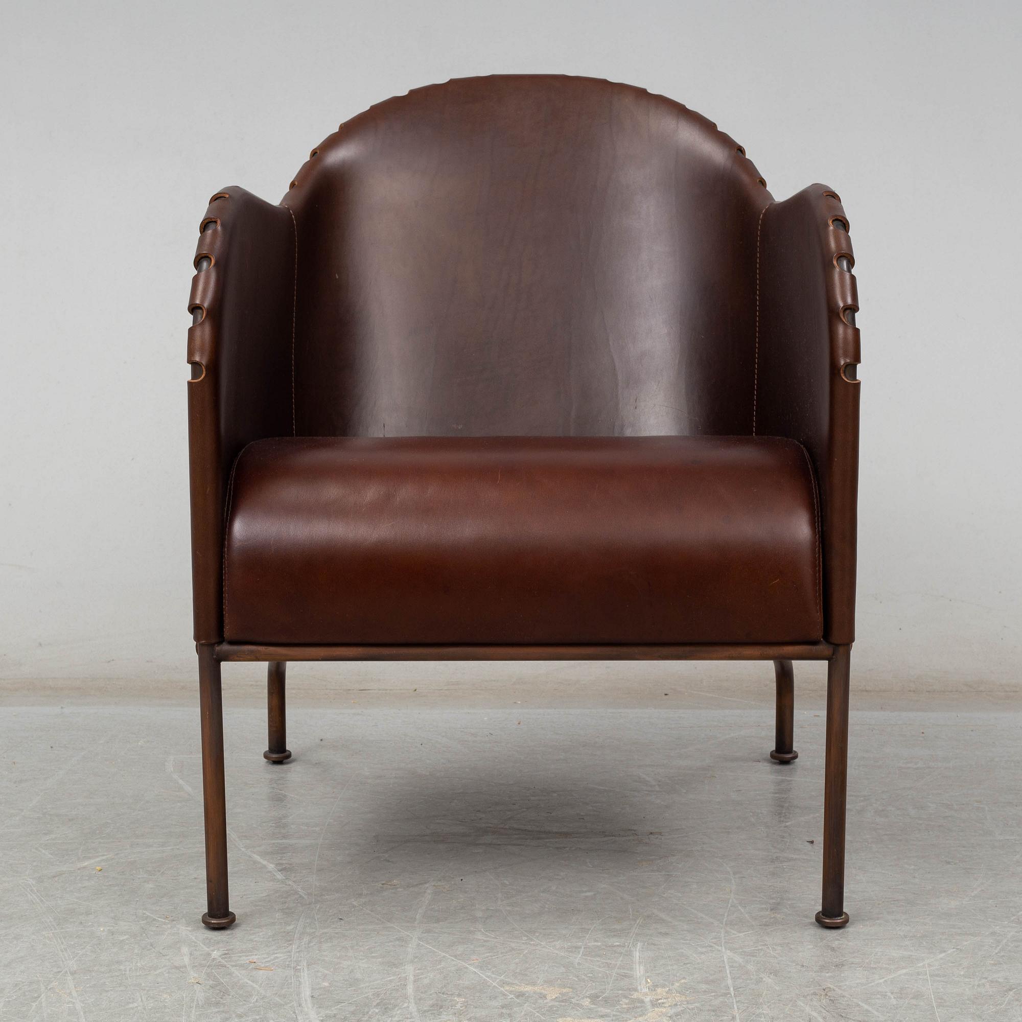 MATS THESELIUS, a 'Bruno' leather easy chair from Källemo, designed in 1997.