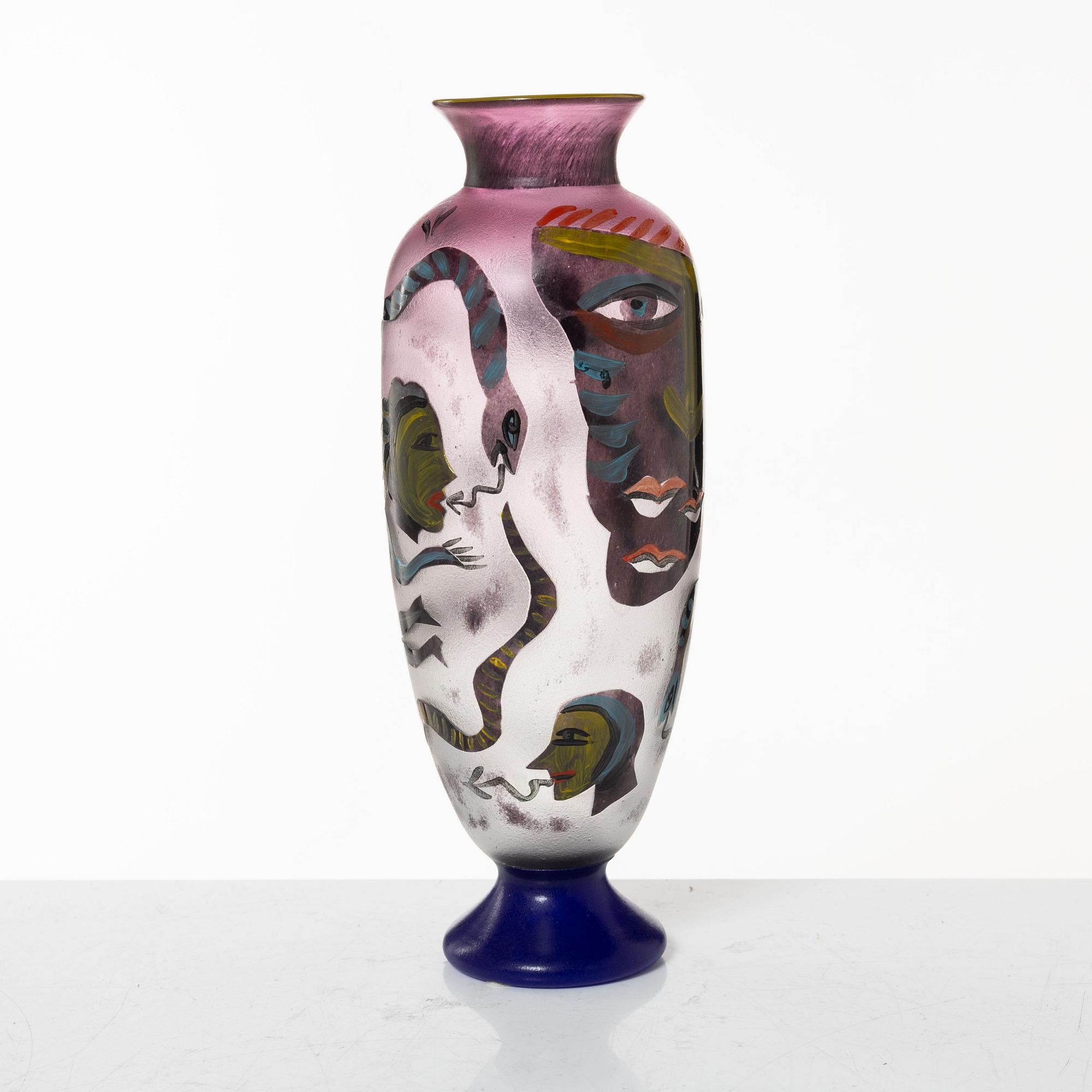 Ulrica Hydman-Vallien, a unique 'jewel glass' vase, Kosta Boda, Sweden.
