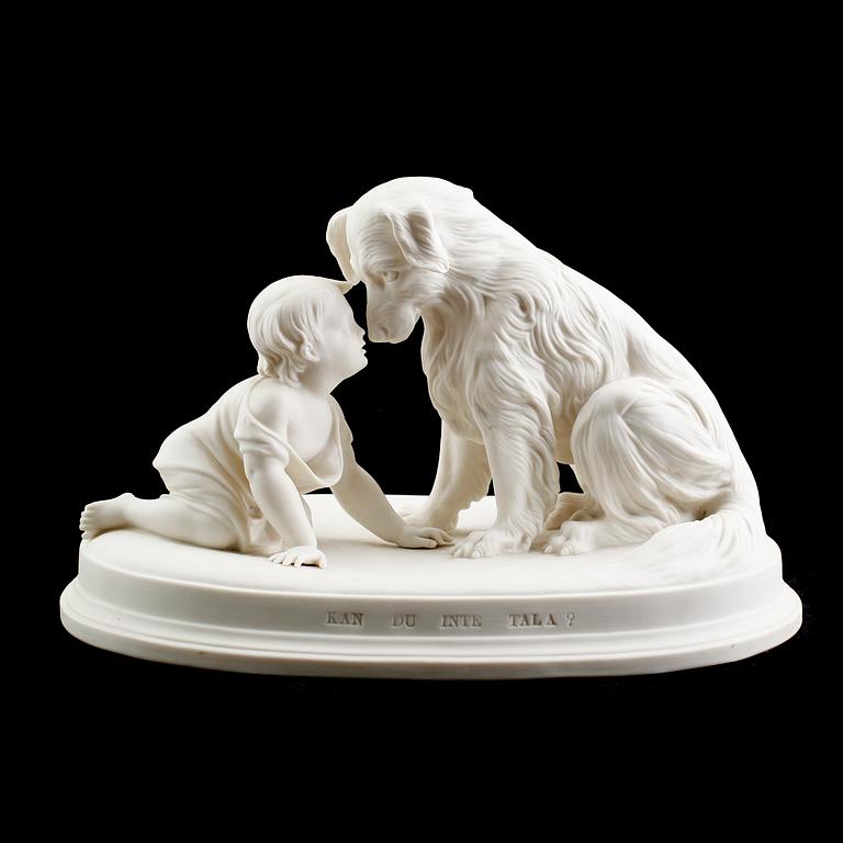 SKULPTUR, parian, "Kan du inte tala?", Gustafsberg, 1902.