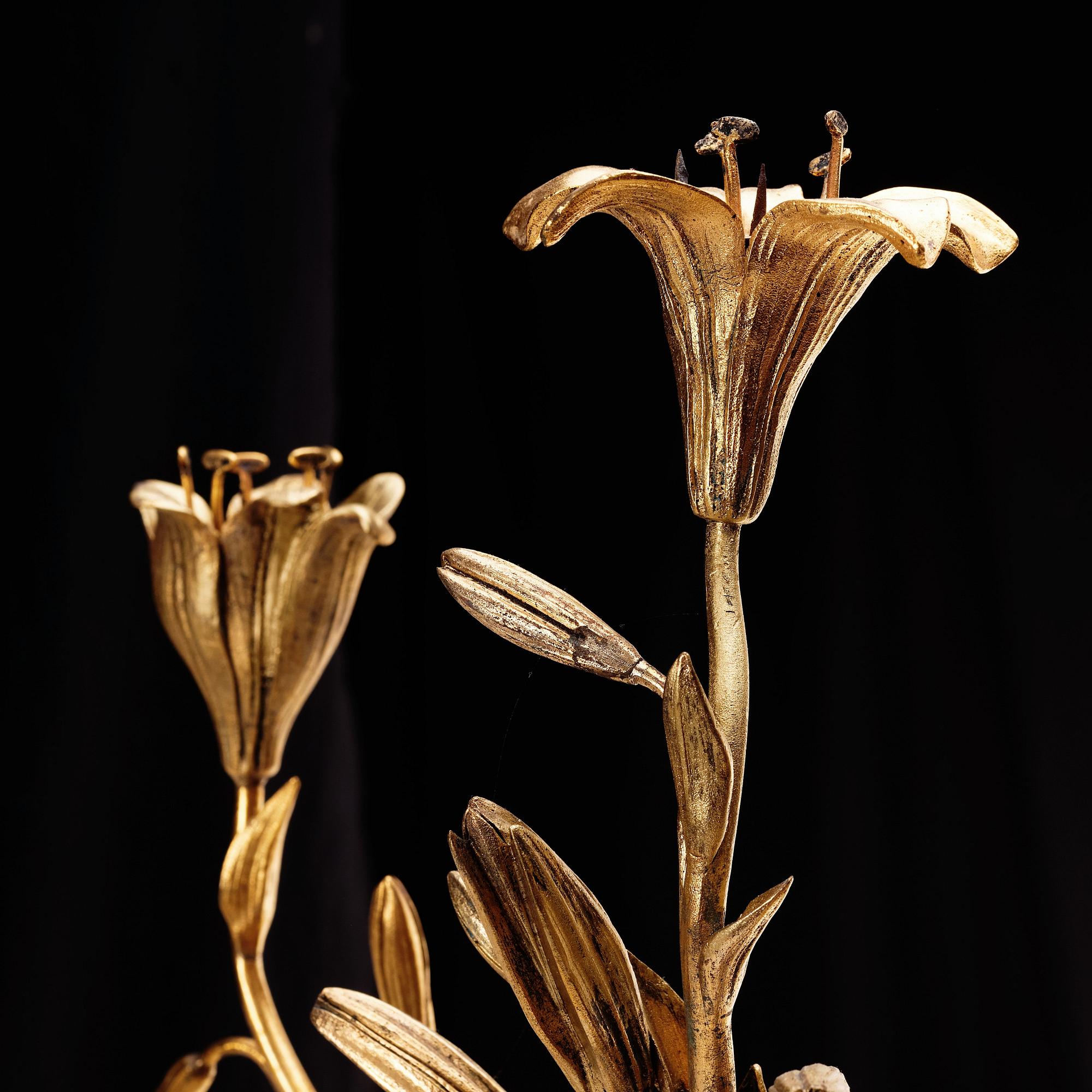 A pair of Louis XV/ Louis XVI five-light candelabra, second part of the 18th century.