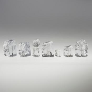 ERIK HÖGLUND, 7 glass figurines, Boda.