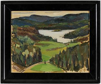 Helmer Osslund · HELMER OSSLUND, olja på smörpapper, monogramsignerad.