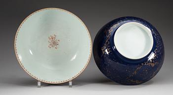 A pair of powder blue punch bowls, Qing dynasty, Qianlong (1736-95).