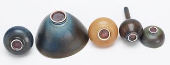 Five Berndt Friberg stoneware miniatures, Gustavsberg studio 1960's.