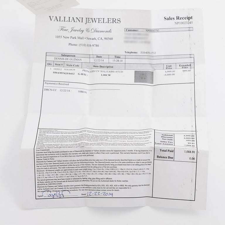 Earrings. a pair, 14K white gold with princess-cut diamonds.