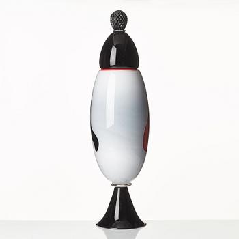 AKTAS Artglass, pokal med lock, "Goblet No 7", graal, Peter Hermansson och Micke Johansson, 2010, unik.