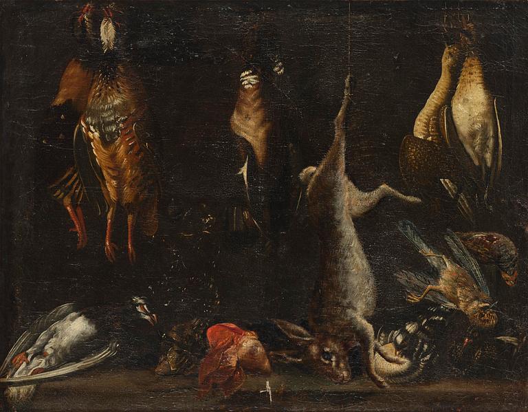 Jacopo da Empoli, hans efterföljd, Skafferi med fåglar, hare och fisk.