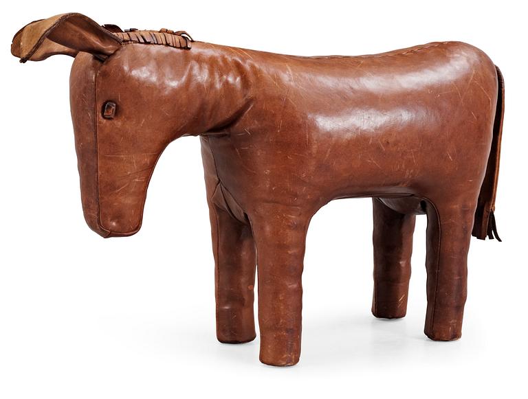 A Svenskt Tenn donkey upholstered with brown leather.