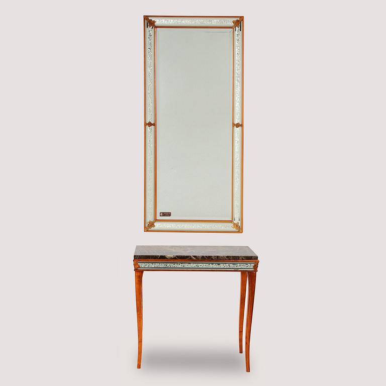 Spegel med konsolbord, Glas & Trä, Hovmantorp,  1900-talets andra hälft.