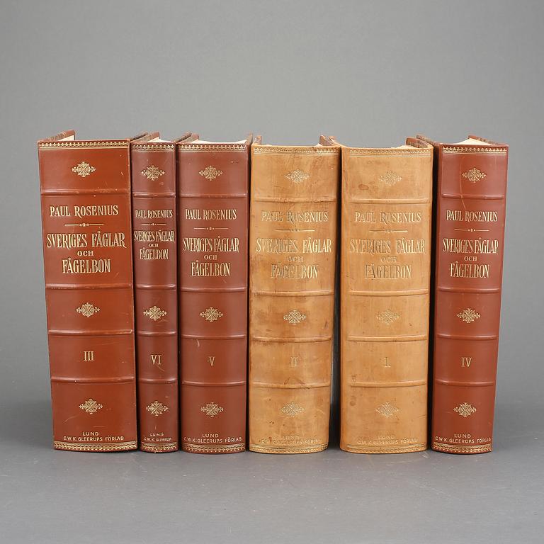 SVERIGES FÅGLAR OCH FÅGELBON, volym 1-6. Paul Rosenius, Lund, 1926-49.