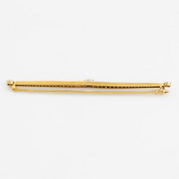 Brosch, gold with old-cut diamonds and princess-cut sapphires.