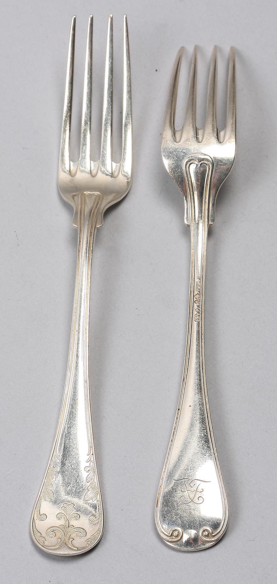 BESTICKSERVISDELAR, 23 st, silver, bla Per Oskar Fredrik Närman, Mariestad, 1800-1900-tal.