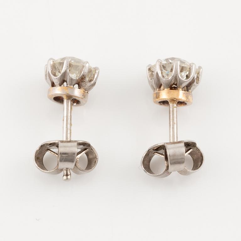 Earrings, a pair, 18K white gold with old-cut diamonds.