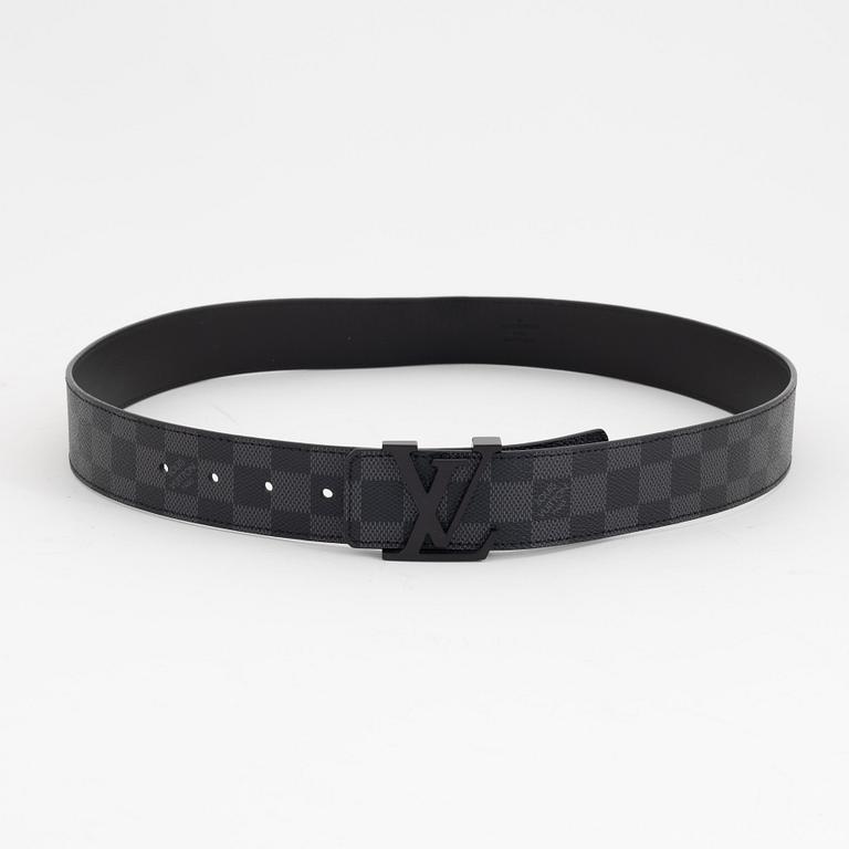 Louis Vuitton, a Damier Graphite 'LV Initiales' belt, size 95, 2009.