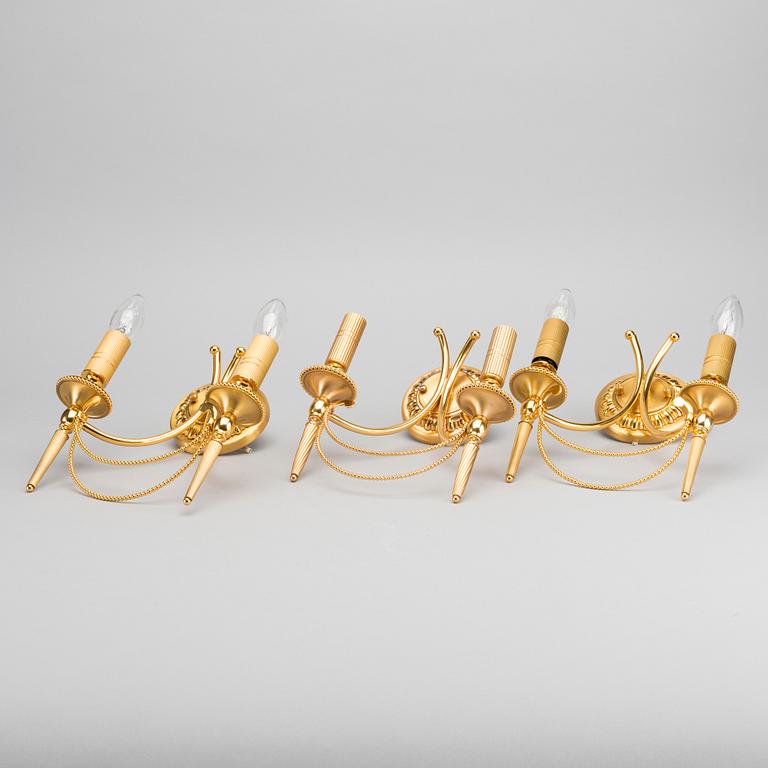 GAETANO SCOLARI, a set of three wall scones.