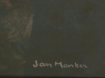 JAN MANKER, mixed media on panel, signed.