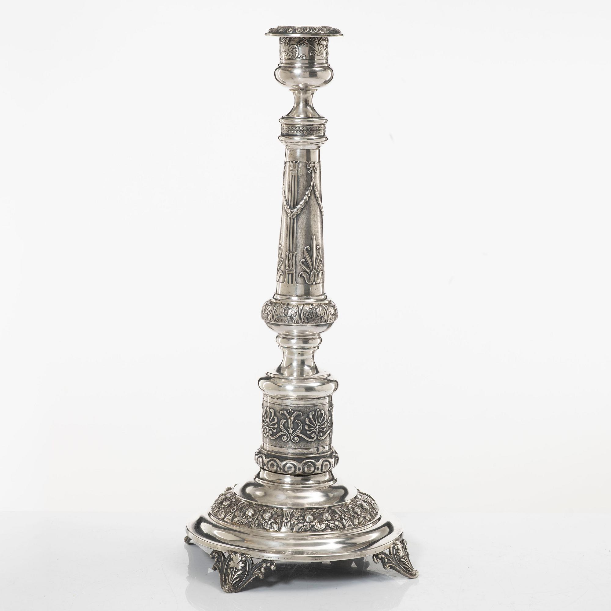 Candelabrum, silver, Isaac (Icek) Ehrlich, Warsaw, circa 1900.