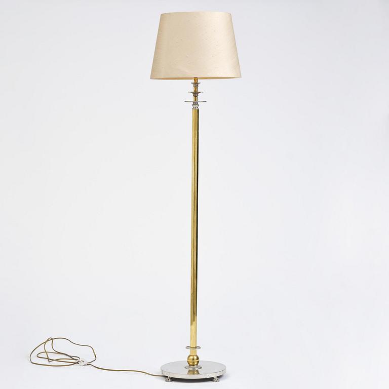 Nils Fougstedt, & Anna Petrus, a pewter and brass floor lamp model A 763, Firma Svenskt Tenn, Stockholm, 1930.