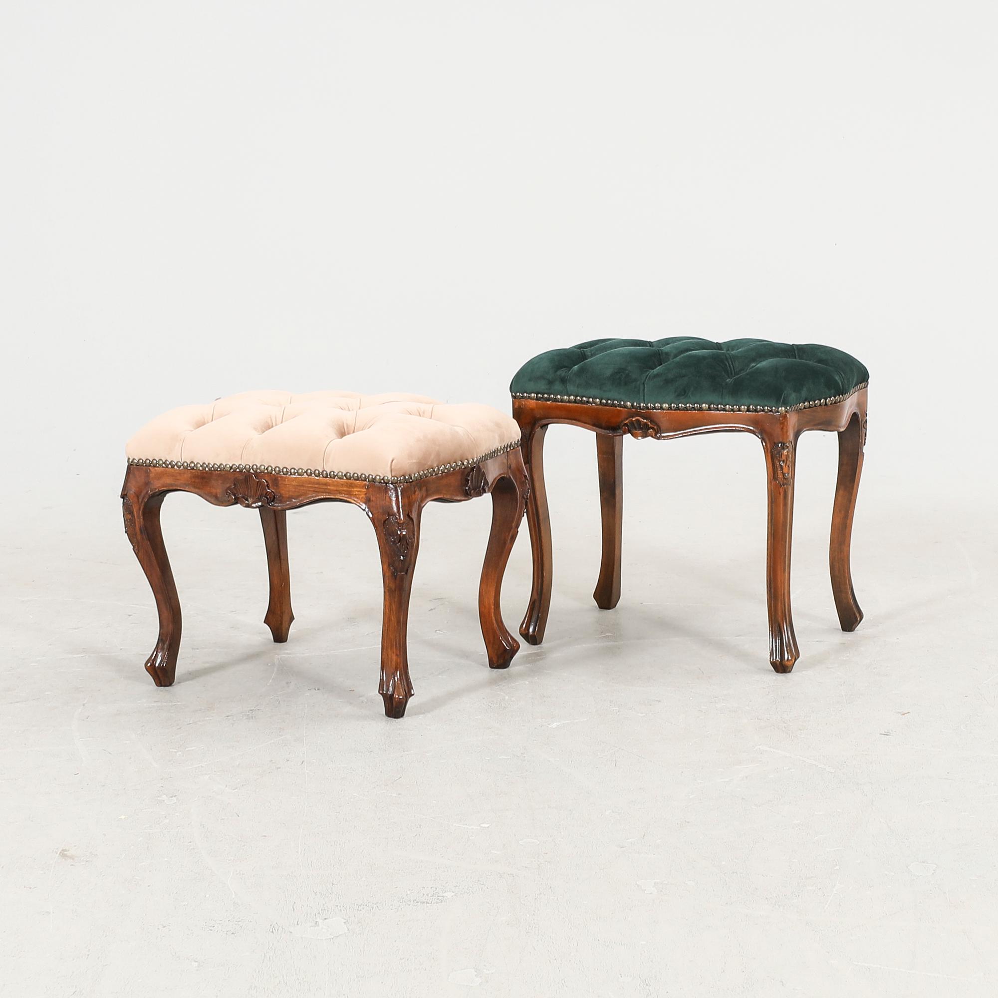 A set of two Louis XV style stools 20th century.